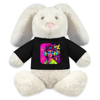 80s Party Vintage Theme Party Icon - MiniFeet® RecycelHase® Bunny Cream - black - Front