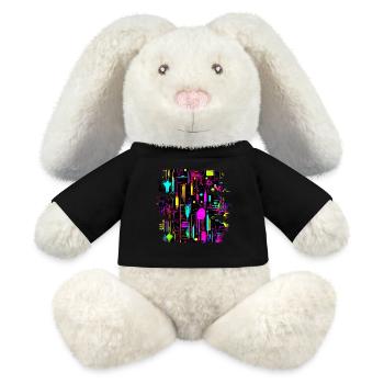Neon Farben Bunt Kreativ Style Glow - MiniFeet® RecycelHase® Creme - Schwarz - Vorne