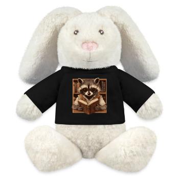 Intelligent raccoon with glasses and book – book - MiniFeet® RecycelHase® Bunny Cream - black - Front