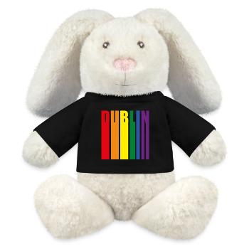 Dublin Regenbogen Pride Geschenk - MiniFeet® RecycelHase® Creme - Schwarz - Vorne