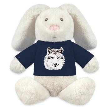 Weisser Wolf blaue Augen - MiniFeet® RecycelHase® Creme - French Navy - Vorne