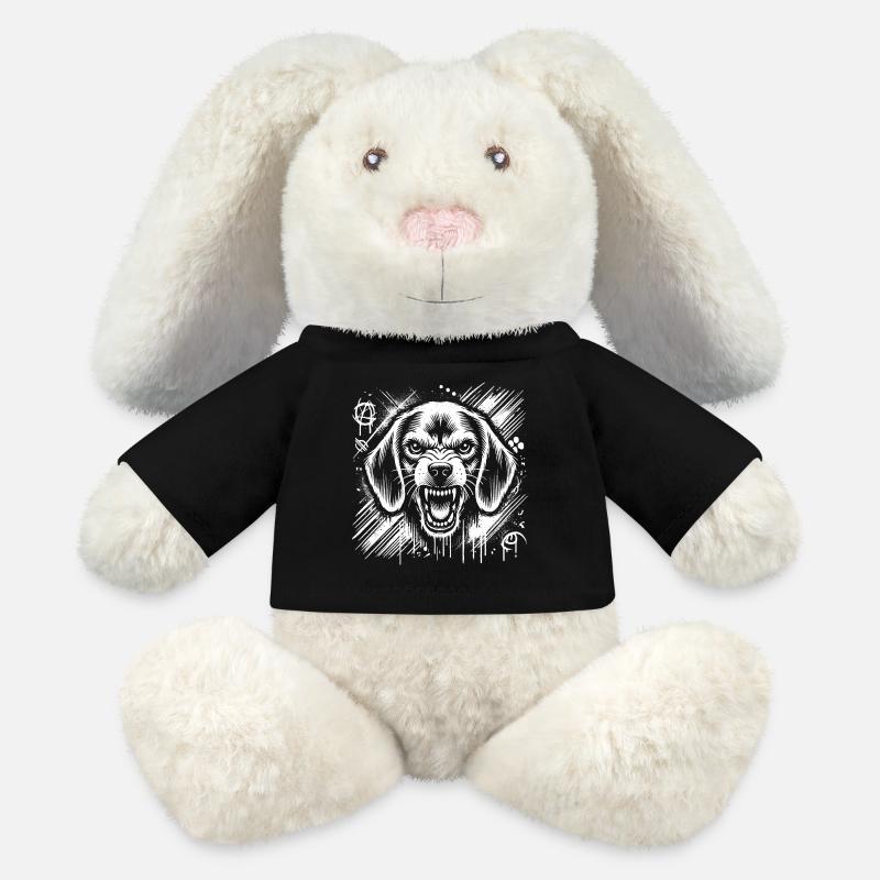 More aggressive beagle than in cool graffiti style - MiniFeet® RecycelHase® Bunny Cream - black