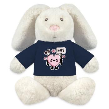 Kawaii Heart Nope Sign Anti Valentine's Day - MiniFeet® RecycelHase® Bunny Cream - french navy - Front