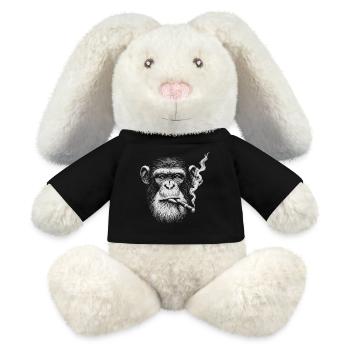 Chimp Smoking Portrait - MiniFeet® RecycelHase® Bunny Cream - black - Front