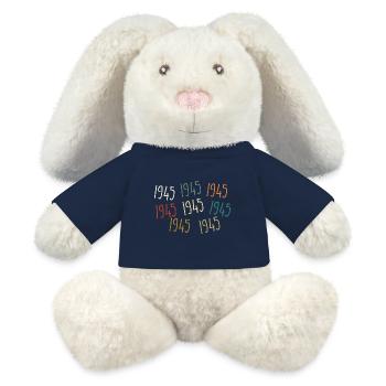 Jahrgang 1945 Geburtsjahr - legendär seit 1945 - MiniFeet® RecycelHase® Creme - French Navy - Vorne