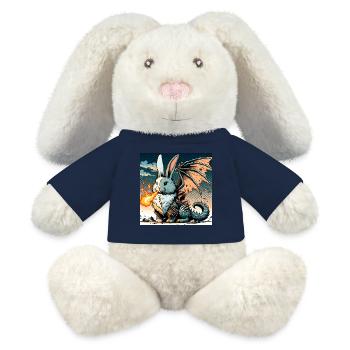 Dragon lapin cracheur de feu #01 - Lapin en peluche recyclé MiniFeet® Crème - bleu marine - Devant