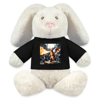 Dragon Lapin Cracheur de Feu #10 - Lapin en peluche recyclé MiniFeet® Crème - noir - Devant