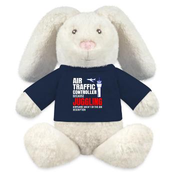 Contrôleur de la circulation aérienne ATC Aviation Humour Avion - Lapin en peluche recyclé MiniFeet® Crème - bleu marine - Devant