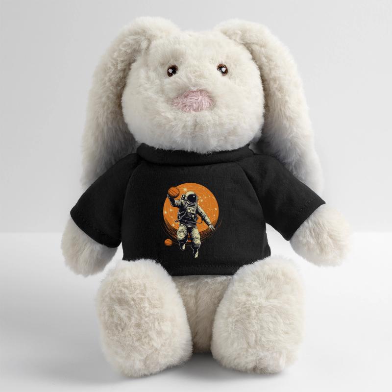 Astronaute, basket-ball dans l’espace, illustration Lapin en peluche recyclé MiniFeet® Crème