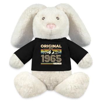 Original Mai 1965 Millésime 1965 Anniversaire 1965 - Lapin en peluche recyclé MiniFeet® Crème - noir - Devant