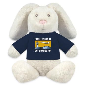 Contrôleur de la circulation aérienne ATC Aviation Humour Avion - Lapin en peluche recyclé MiniFeet® Crème - bleu marine - Devant