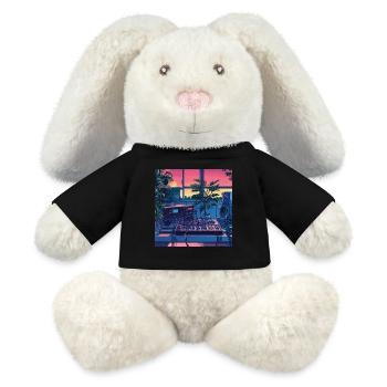 Plantes et musique - Impression de mode de haute qualité - Lapin en peluche recyclé MiniFeet® Crème - noir - Devant