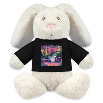 Plantes et musique - Impression de mode de haute qualité - Lapin en peluche recyclé MiniFeet® Crème - noir - Devant