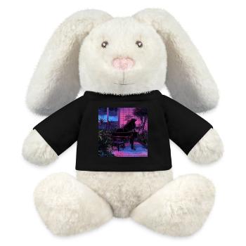 Plantes et musique - Impression de mode de haute qualité - Lapin en peluche recyclé MiniFeet® Crème - noir - Devant