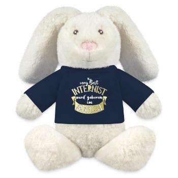 Internist Arzt Geburtstag August Geschenk lustig - MiniFeet® RecycelHase® Creme - French Navy - Vorne