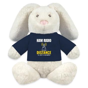 Opérateur radio amateur Fréquence des ondes radio - Lapin en peluche recyclé MiniFeet® Crème - bleu marine - Devant