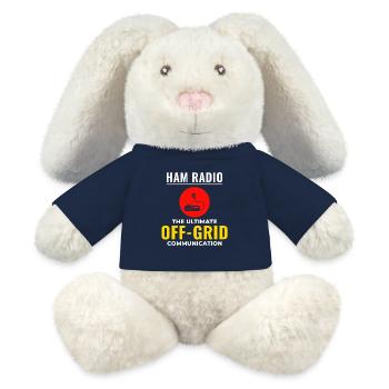 Opérateur radio amateur Fréquence des ondes radio - Lapin en peluche recyclé MiniFeet® Crème - bleu marine - Devant