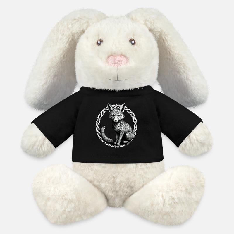 Fuchs mit keltischem Knoten 01 - MiniFeet® RecycelHase® Creme - Schwarz