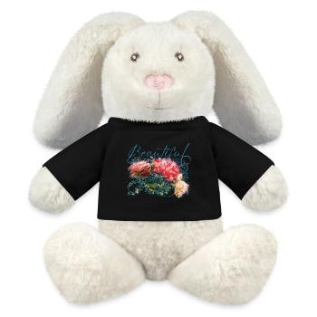 Fleurs Beautiful Flore - Lapin en peluche recyclé MiniFeet® Crème - noir - Devant