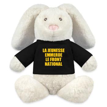 la jeunesse emmerde front national - Lapin en peluche recyclé MiniFeet® Crème - noir - Devant