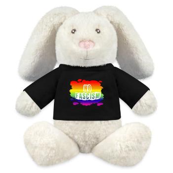 Stop AfD contre la droite, la démocratie, la diversité, la gauche - Lapin en peluche recyclé MiniFeet® Crème - noir - Devant