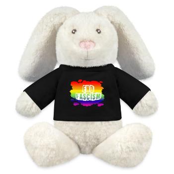 Stop AfD contre la droite, la démocratie, la diversité, la gauche - Lapin en peluche recyclé MiniFeet® Crème - noir - Devant