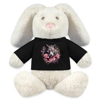 King Tiger with pink Roses - MiniFeet® RecycelHase® Creme - Schwarz - Vorne