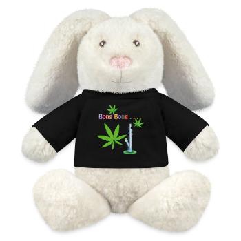 Cannabis Leaves with Bong - MiniFeet® RecycelHase® Bunny Cream - black - Front