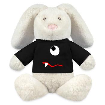 Monster Halloween traurig Comic Zombie Zahn Zyklop - MiniFeet® RecycelHase® Creme - Schwarz - Vorne