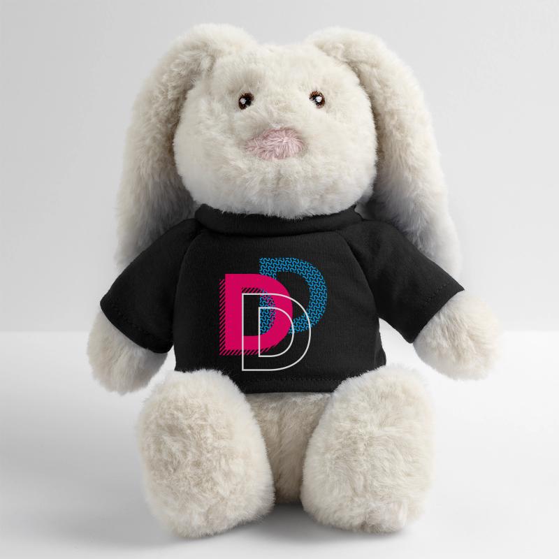 Lettre initiale D Lapin en peluche recyclé MiniFeet® Crème