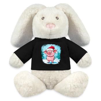 Weihnachtsmann Schweinchen - MiniFeet® RecycelHase® Creme - Schwarz - Vorne