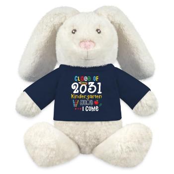 Class Of 2031 Kindergarten Here I Come - MiniFeet® RecycelHase® Bunny Cream - french navy - Front