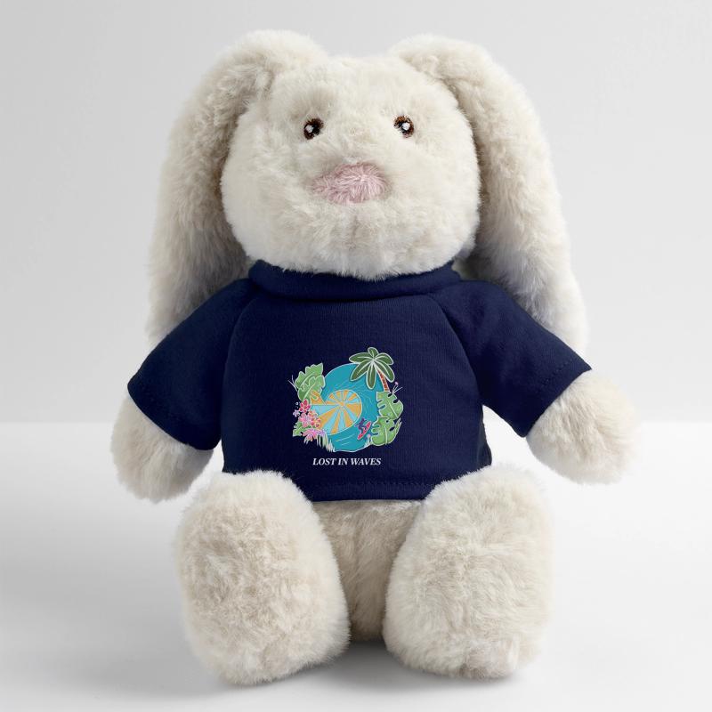Perdu dans les vagues - Conception de vibrations de surf tropicales Lapin en peluche recyclé MiniFeet® Crème
