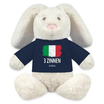 3 Pics - Lapin en peluche recyclé MiniFeet® Crème - bleu marine - Devant