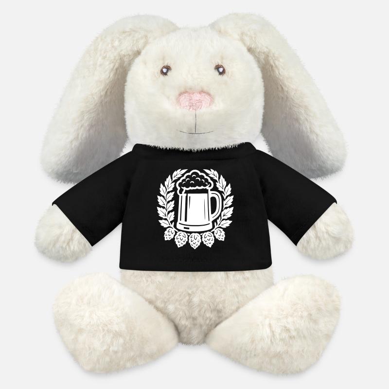 Brancard - Lapin en peluche recyclé MiniFeet® Crème - noir
