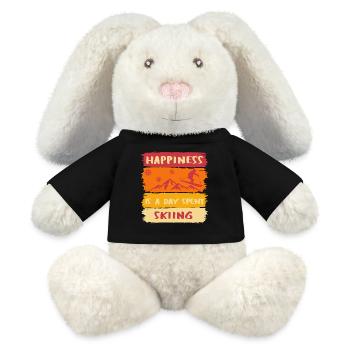 Le bonheur, c’est une journée passée Skier - Skier heureux - Lapin en peluche recyclé MiniFeet® Crème - noir - Devant