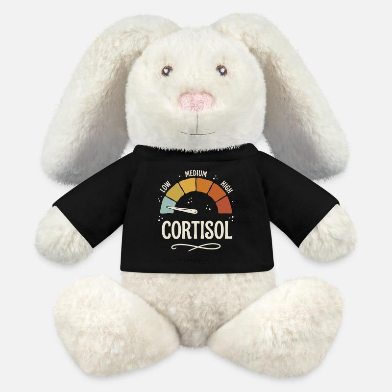 Mème sur un faible taux de cortisol - Lapin en peluche recyclé MiniFeet® Crème - noir