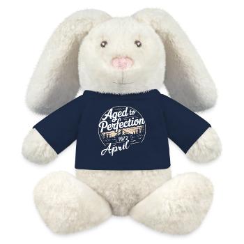 Avril 1972 anniversaire avril 1972 - Lapin en peluche recyclé MiniFeet® Crème - bleu marine - Devant