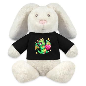 Dragon coloré - Lapin en peluche recyclé MiniFeet® Crème - noir - Devant