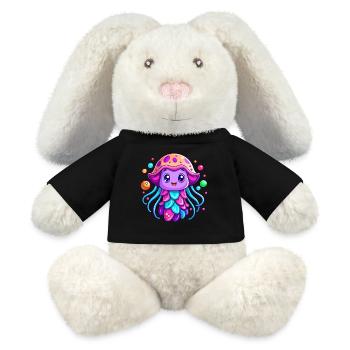 Méduse mignonne - Lapin en peluche recyclé MiniFeet® Crème - noir - Devant