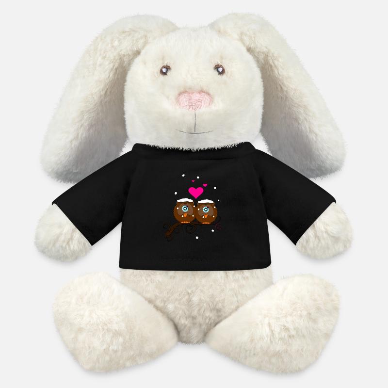 Eule Valentinstag Liebe Herzen Schnee - MiniFeet® RecycelHase® Creme - Schwarz