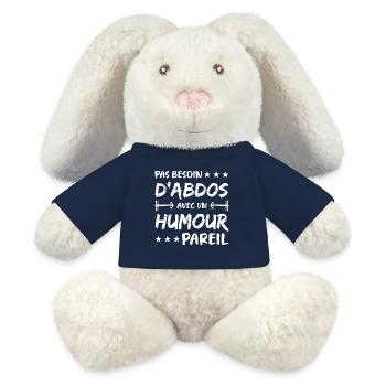 Keine Notwendigkeit für Bauchmuskeln mit einem so humorvollen Körper - MiniFeet® RecycelHase® Creme - French Navy - Vorne
