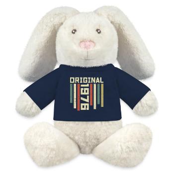 1976 Retro Geschenk 1976 48 Jahre Jubiläum Geschenk - MiniFeet® RecycelHase® Creme - French Navy - Vorne