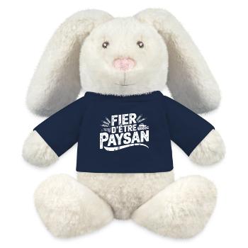 Paysan et fier - Lapin en peluche recyclé MiniFeet® Crème - bleu marine - Devant