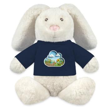 Blume auf Blumenwiese im Garten mit Sonnenblume - MiniFeet® RecycelHase® Creme - French Navy - Vorne