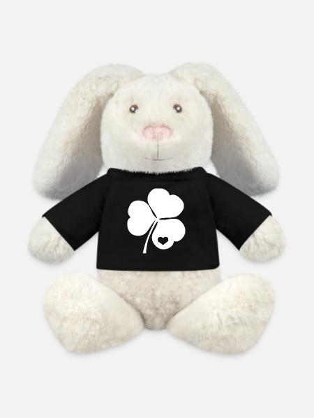 Irisches Dreiblättriges Kleeblatt mit Herz - MiniFeet® RecycelHase® Creme - Schwarz
