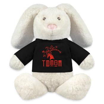 Rotwildtier-Totem - MiniFeet® RecycelHase® Creme - Schwarz - Vorne