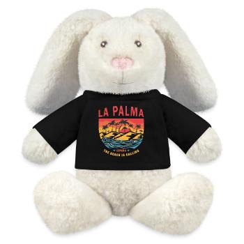 La Palma Strand Palmen Design - MiniFeet® RecycelHase® Creme - Schwarz - Vorne