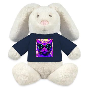 Lunettes de soleil Chat - Lapin en peluche recyclé MiniFeet® Crème - bleu marine - Devant