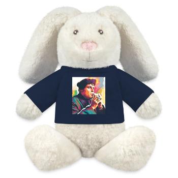 Martin Luther en fumant - Lapin en peluche recyclé MiniFeet® Crème - bleu marine - Devant